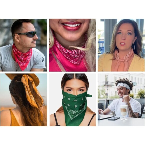 Women's Dark Pink Cotton Bandana Large Cowgirl Handkerchief Headband Scarf - Picture 4 of 7